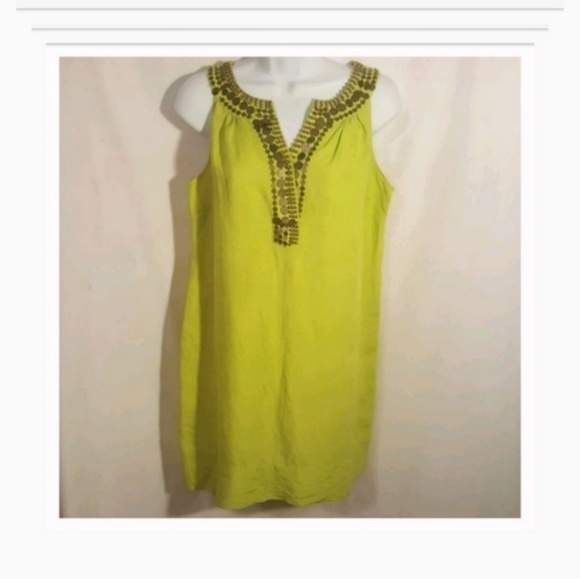 New York & Co Womens Tunic Top Blouse Linen Beaded. - Picture 2 of 9